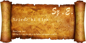 Sziráki Elek névjegykártya